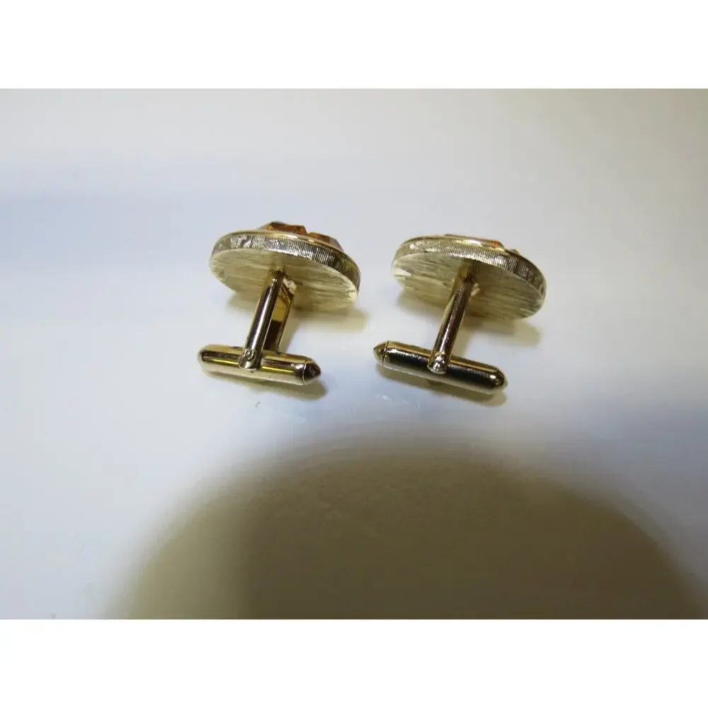 Tivoli Faux Amber Gold Tone Cufflinks & Tie Pin Chain Set